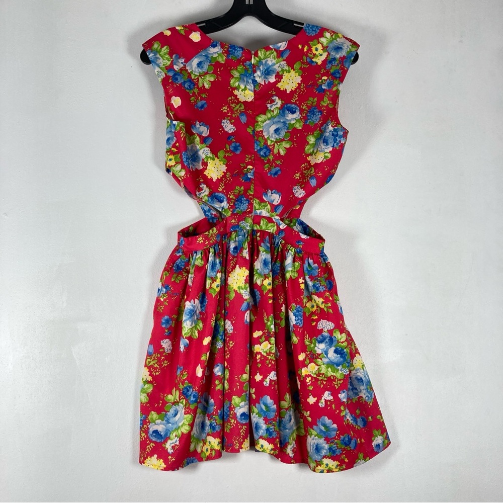 Banjul Dress Women S Sleeveles Cut Out Round Neck Floral Strech Multicolored - Picture 2 of 11